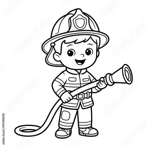 A cheerful child in a striped sweater holding hands with an invisible friend isolated on white background, Vector