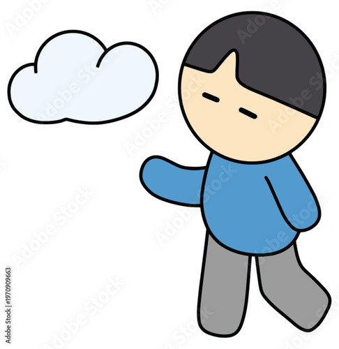 봄 구름 미니멀 캐릭터 (벡터, 색상 변경 가능)