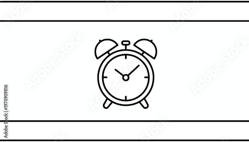 Simple Alarm Clock Icon, Minimalist Time Reminder, Retro Clock Illustration