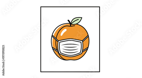 Orange Fruit Wearing Face Mask, Health Protection Concept, Covid-19 Prevention