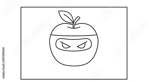 Ninja Apple Character with Mask and Leaf - Funny Fruit Mascot