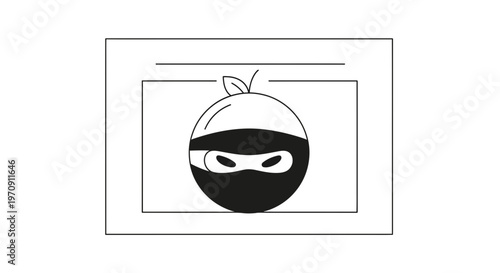Ninja Apple Character with Mask, Stealthy Fruit Icon, Healthy Food Concept