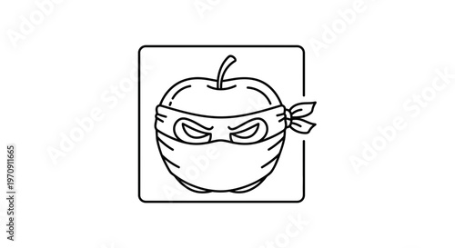 Ninja Apple Icon: Healthy Food, Martial Arts, and Secret Agent Concept