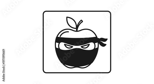 Ninja Apple Icon - Stealthy Fruit Character with Mask and Bandana