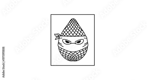 Ninja Egg Character with Bandana and Mask, Funny Cartoon