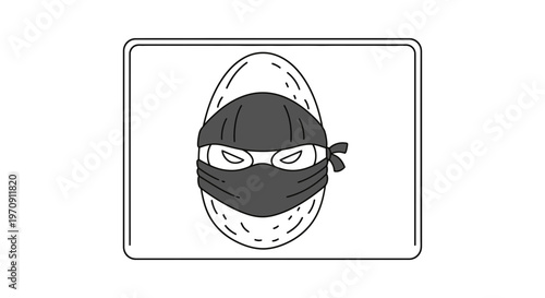Ninja Egg Character with Masked Face and Determined Eyes
