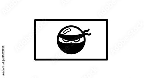 Ninja Face Icon, Black Masked Warrior Head, Stealthy Character Graphic