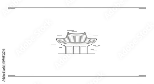 Minimalist Korean Traditional Pavilion Line Art Icon