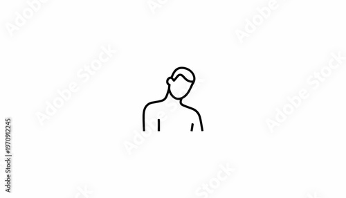 Minimalist line art icon of a person with head tilted, conveying thought or contemplation.