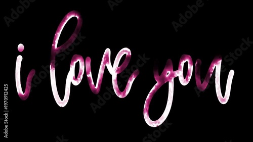 Neon glowing “I love you” text on dark background with romantic light effect, perfect for love, valentine, and emotional design themes.