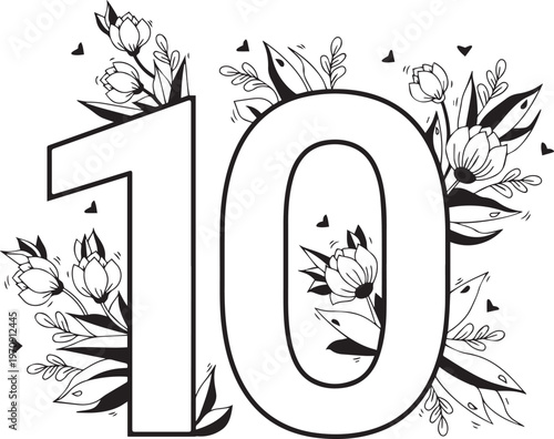 Black color number design and art numeral design 10