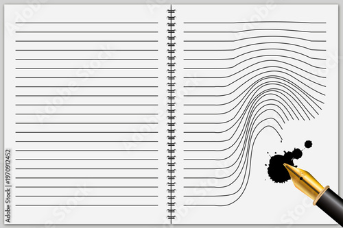 Doppelseite Zeilen Klecks