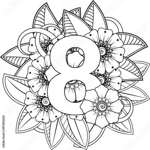 Black color number design and art numeral design 8