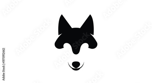 A minimalist black and white graphic of a wolf or fox head, cleverly using negative space to define facial features. This modern, sleek design is perfect for professional logos, creative branding.