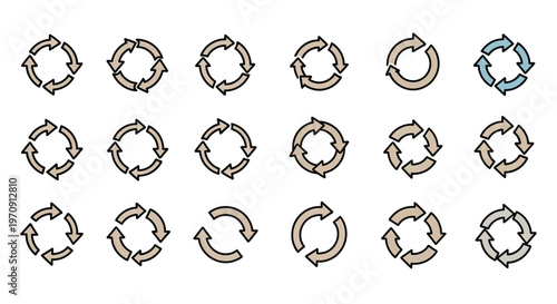 Set of Circular Arrow Icons: Refresh, Cycle, Repeat, Reload Symbols