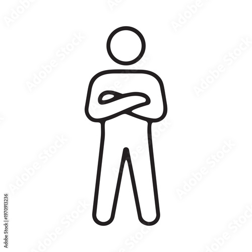 Man standing with crossed arms minimalist line icon