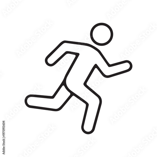 Man running and rushing minimalist line icon