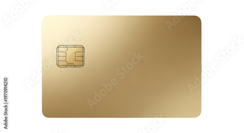 A premium blank gold credit card featuring an integrated metallic security chip for transactions