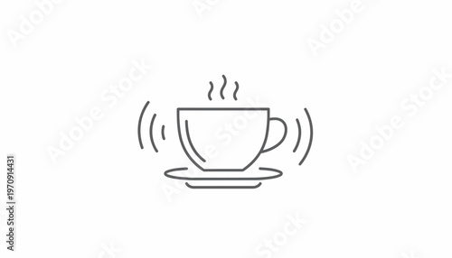 Hot Coffee Cup Vibrating with Steam and Sound Waves Icon