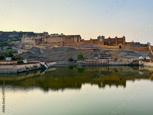 Historic sandstone fort with traditional Indian architecture and courtyard in Jaipur.