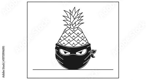Funny Pineapple Ninja Character - Cartoon Fruit Warrior