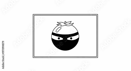 Funny Tomato Ninja Character with Masked Face and Intense Eyes