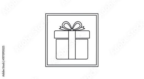 Gift Box Icon Outline, Present Symbol, Celebration and Surprise Graphic