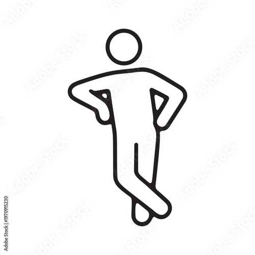 Man leaning with crossed legs and hands on hips minimalist line icon