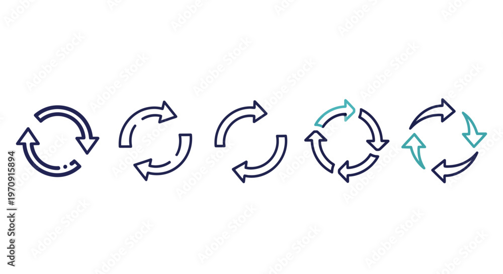 Obraz premium Circular arrow icons for refresh, reload, cycle, and continuous process