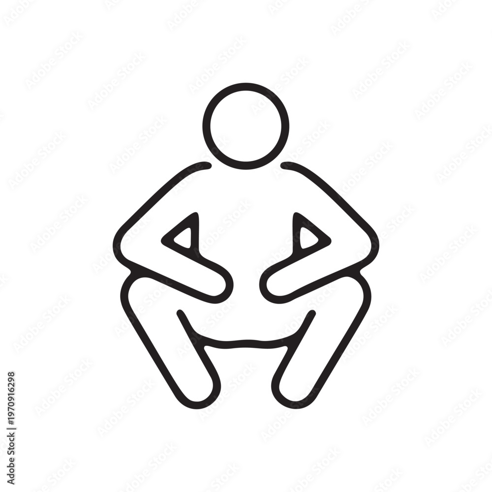 Obraz premium Human figure squatting line icon