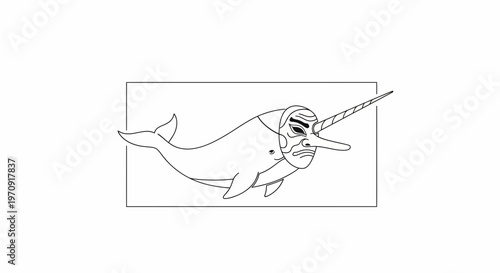 Whimsical Narwhal Wearing a Mask with a Tusk