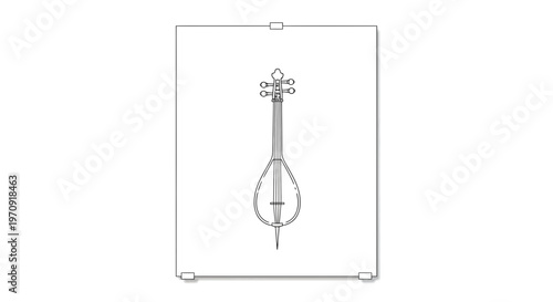 Traditional Stringed Musical Instrument Drawing