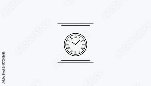 Vintage Clock Face with Roman Numerals, Time Concept, Minimalist Design