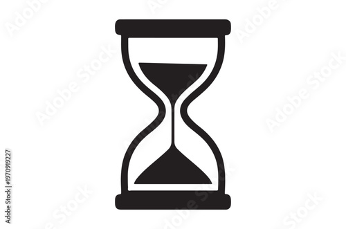 A simple black silhouette of an hourglass representing the passage of time and mortality high quality