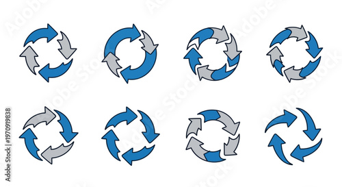 Collection of Circular Arrows: Refresh, Recycle, and Continuous Process Icons