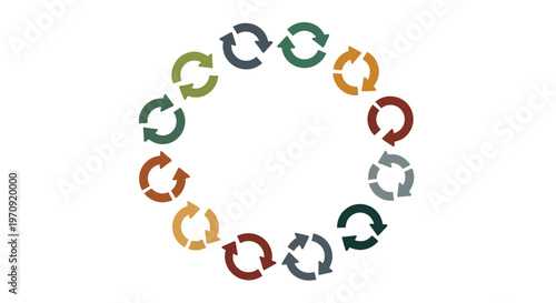 Colorful Circular Arrows Forming a Seamless Refresh and Recycle Process Loop