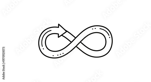 Continuous Loop Infinity Symbol with Arrow Icon Representing Cycle and Repetition