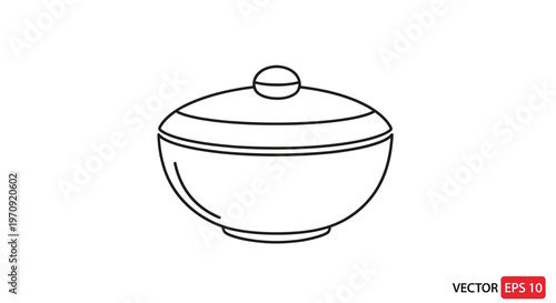 Simple Line Art Icon of a Covered Bowl or Casserole Dish