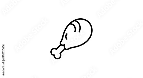 Simple Line Art Icon of a Cooked Chicken Leg Drumstick