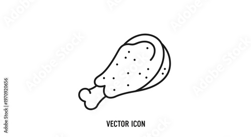 Simple Line Art Icon of a Fried Chicken Drumstick