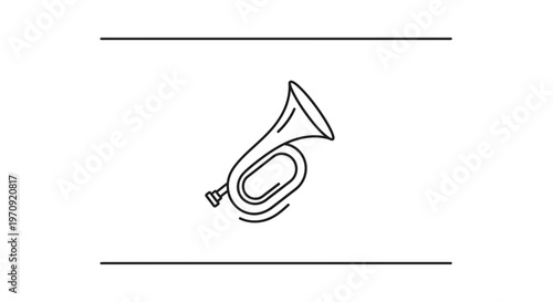 Simple Line Art Illustration of a French Horn - Musical Instrument Icon