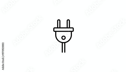 Simple line art icon of an electrical plug, representing power and connection.