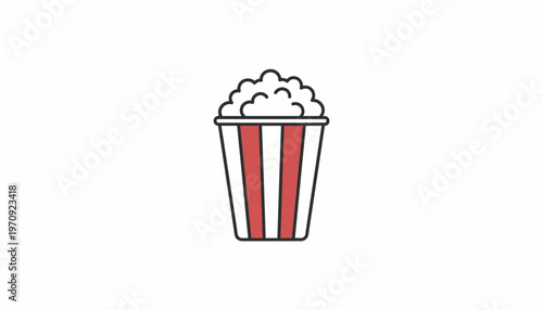 Popcorn Bucket Icon: Classic Red and White Stripes for Movies and Snacks