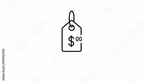 Price Tag Icon with Dollar Sign, Zero Value, Shopping and Commerce Concept