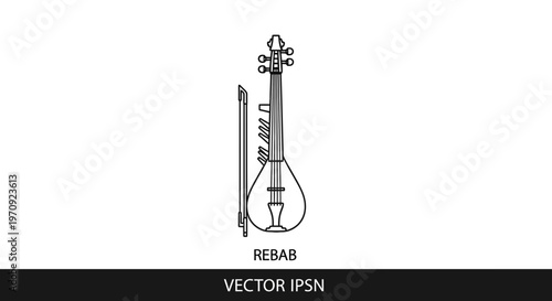 Rebab String Instrument Vector Icon - Traditional Middle Eastern Music Symbol