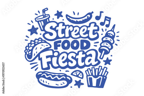 Street Food Fiesta Hand-Drawn Doodle Illustration