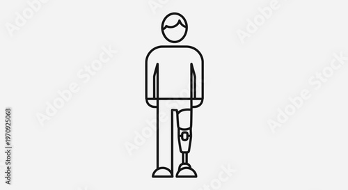 Person with prosthetic leg icon, symbol of disability, medical, and rehabilitation