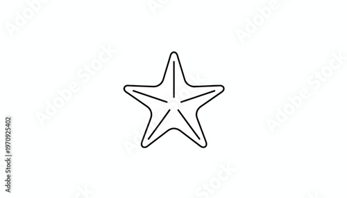 Minimalist Starfish Outline Icon, Simple Marine Life Vector, Isolated on White Background