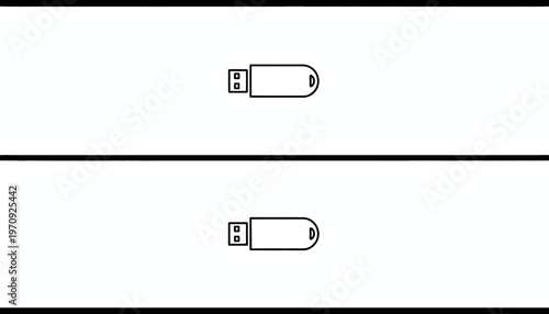 Minimalist USB Flash Drive Icon on White Background, Technology Concept