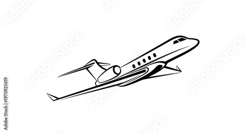 Private Jet Vector Illustration - Business Aircraft Flying Icon Isolated on White Background